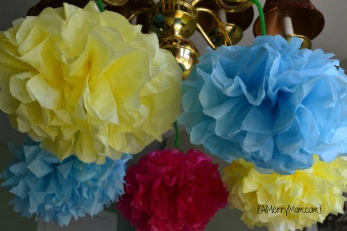 Festive tissue paper pom pom flowers - AMerryMom.com