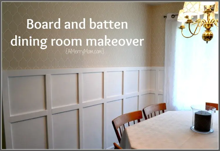 board and batten dining room makeover with wallpaper